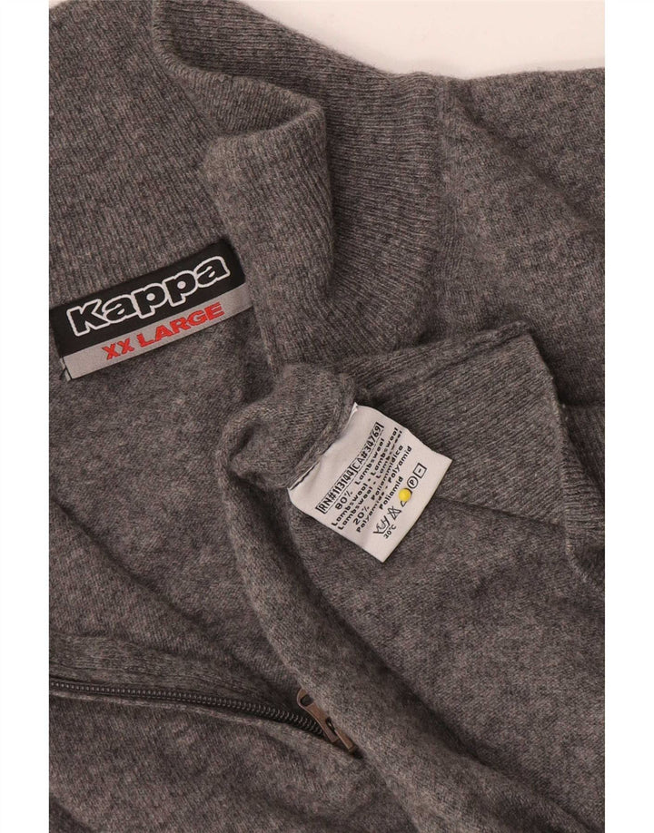 Kappa Mens Zip Neck Jumper Sweater 2XL Grey Lambswool