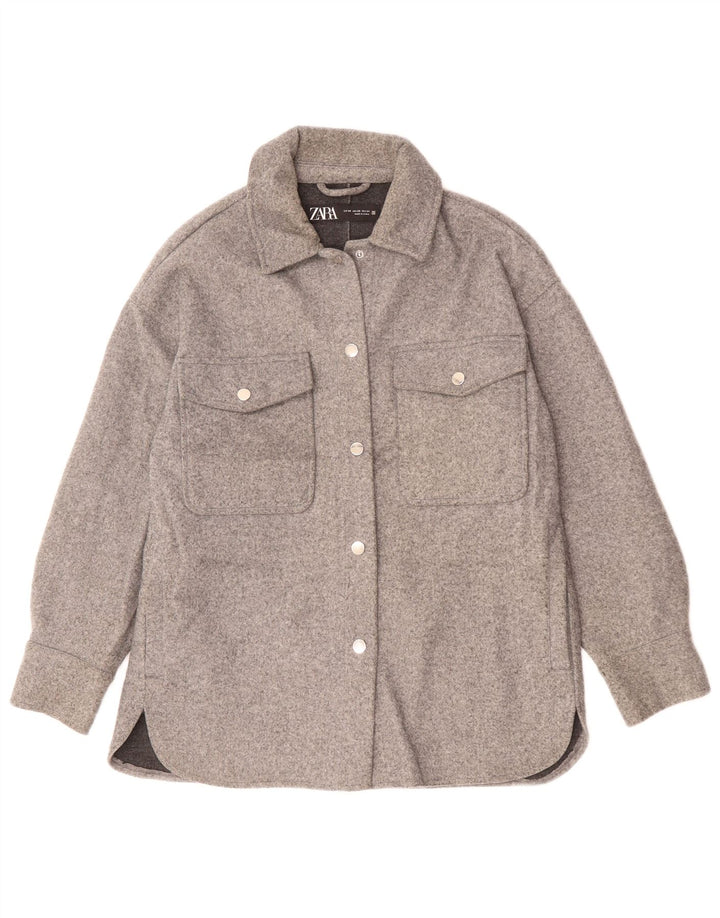 Zara Womens Oversized Bomber Jacket UK 6 XS Grey Polyester