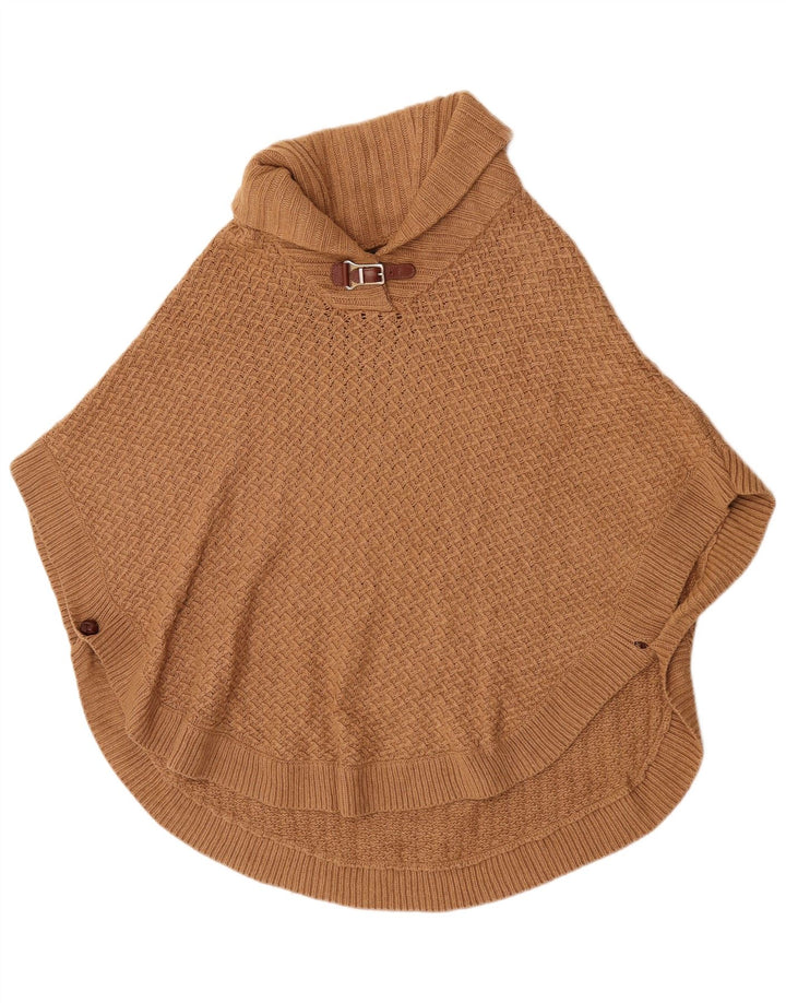 Massimo Dutti Womens Poncho Jumper US 8 Medium Brown Wool