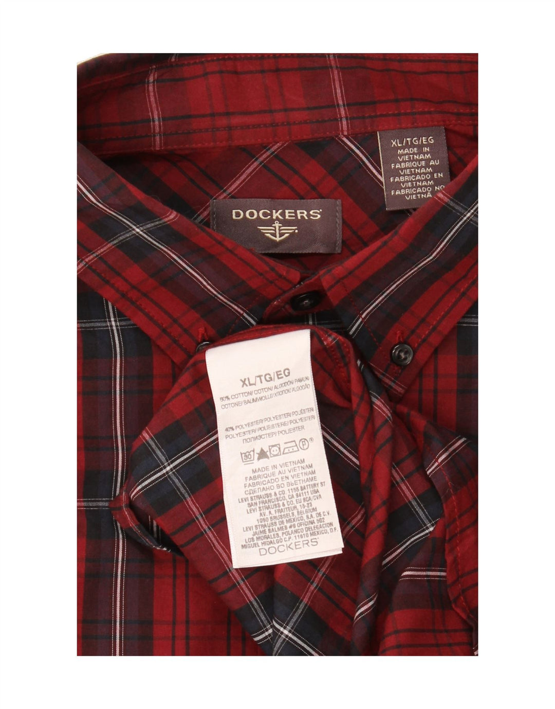 DOCKERS Mens Shirt XL Red Check Cotton Vintage Dockers and Second-Hand Dockers from Messina Hembry 