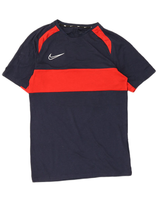 Nike Mens Dri Fit T-Shirt Top Small Navy Blue Colourblock Polyester