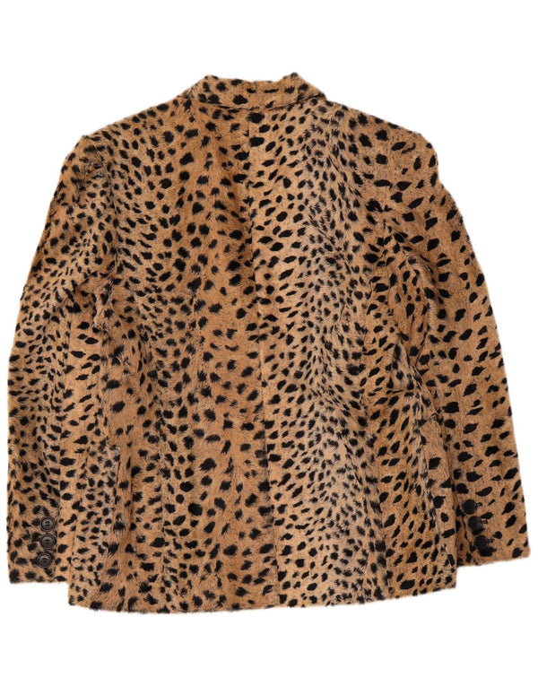Kemper Womens 2 Button Blazer Jacket EU 38 Medium Beige Animal Print