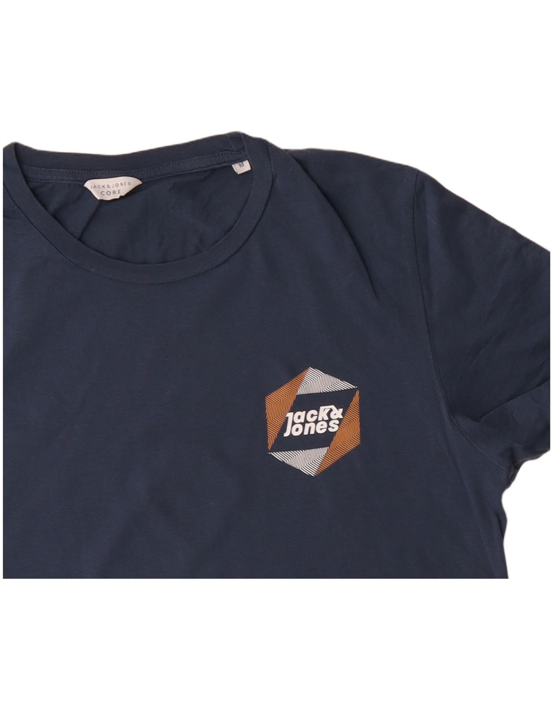 JACK & JONES Mens T-Shirt Top Medium Navy Blue Cotton