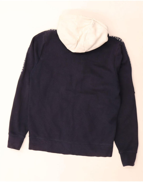 Tommy Hilfiger Mens Graphic Zip Hoodie Sweater Small Navy Blue Colourblock