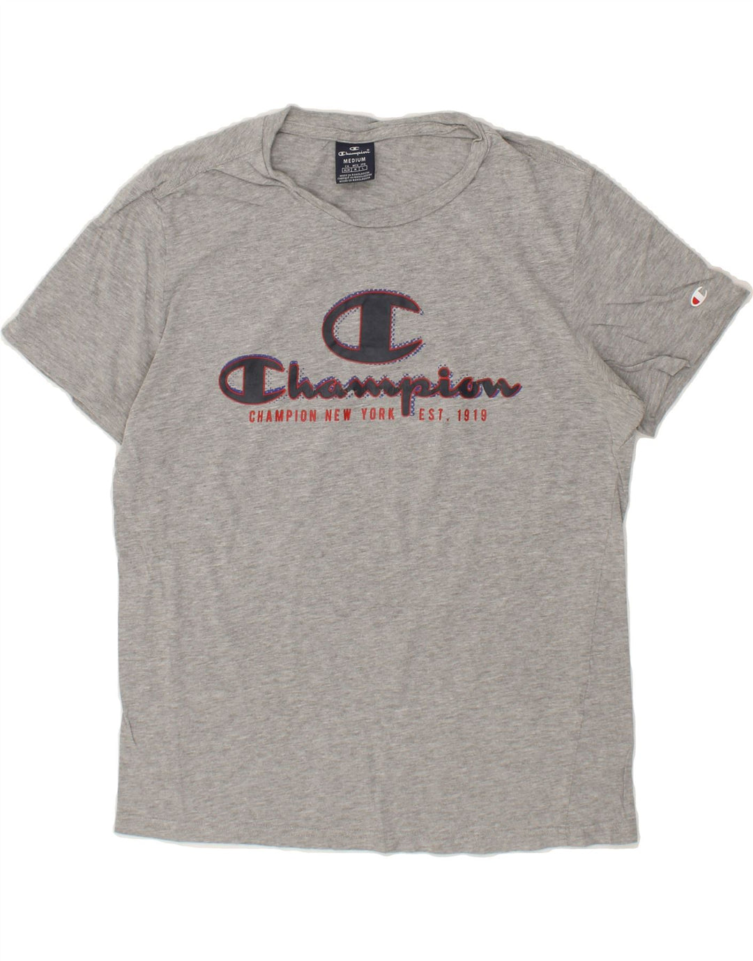 CHAMPION Mens Graphic T-Shirt Top Medium Grey Cotton Vintage Champion and Second-Hand Champion from Messina Hembry 