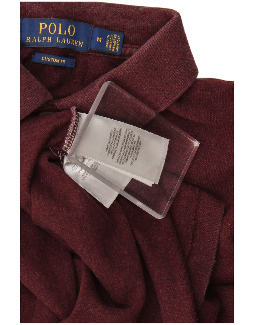POLO RALPH LAUREN Mens Long Sleeve Custom Fit Polo Shirt Medium Burgundy