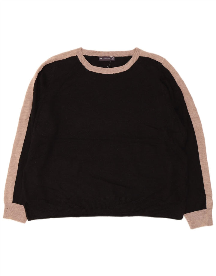 MARKS & SPENCER Womens Boat Neck Jumper Sweater UK 20 2XL Black