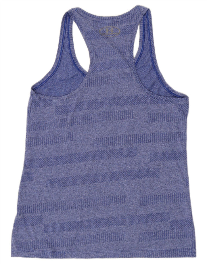 Under Armour Womens Heat Gear Vest Top UK 12 Medium Blue Striped