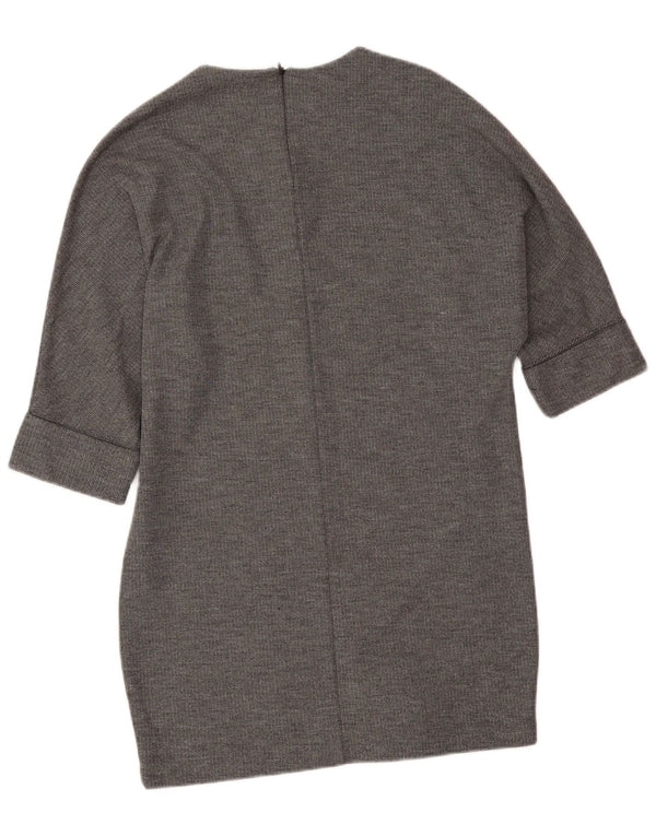 Zara Womens 1/2 Sleeve Oversized Jumper Dress UK 10 Small Navy Blue Flecked