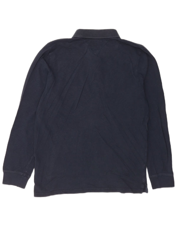 Tommy Hilfiger Mens Long Sleeve Polo Shirt Medium Navy Blue Cotton