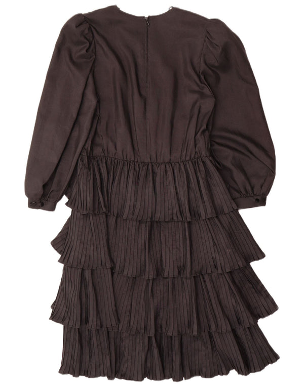 VINTAGE Womens Long Sleeve Tiered Dress EU 36 Small Black Polyester