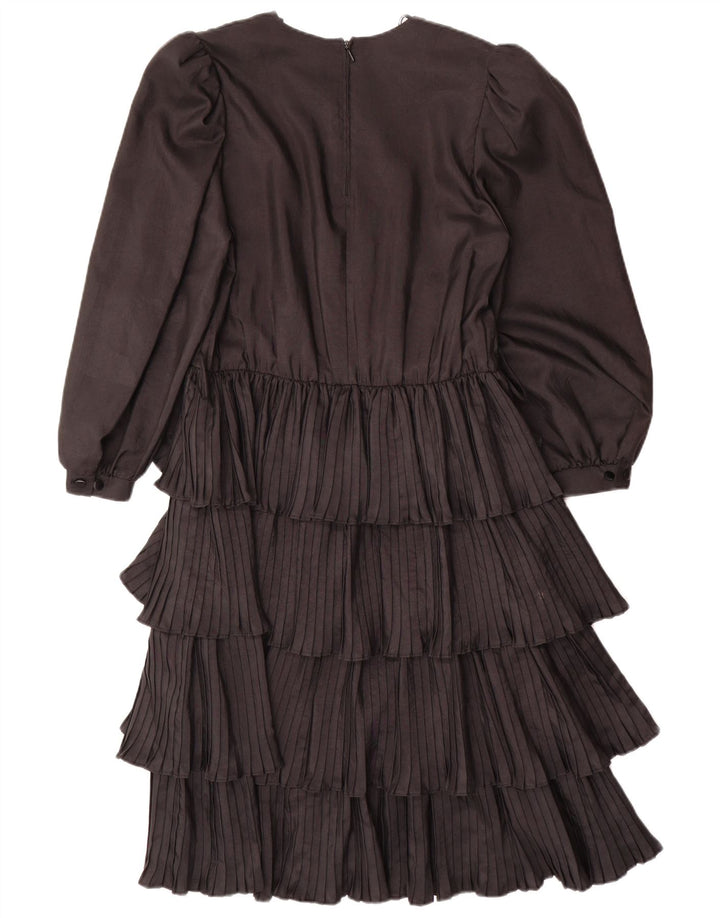 VINTAGE Womens Long Sleeve Tiered Dress EU 36 Small Black Polyester