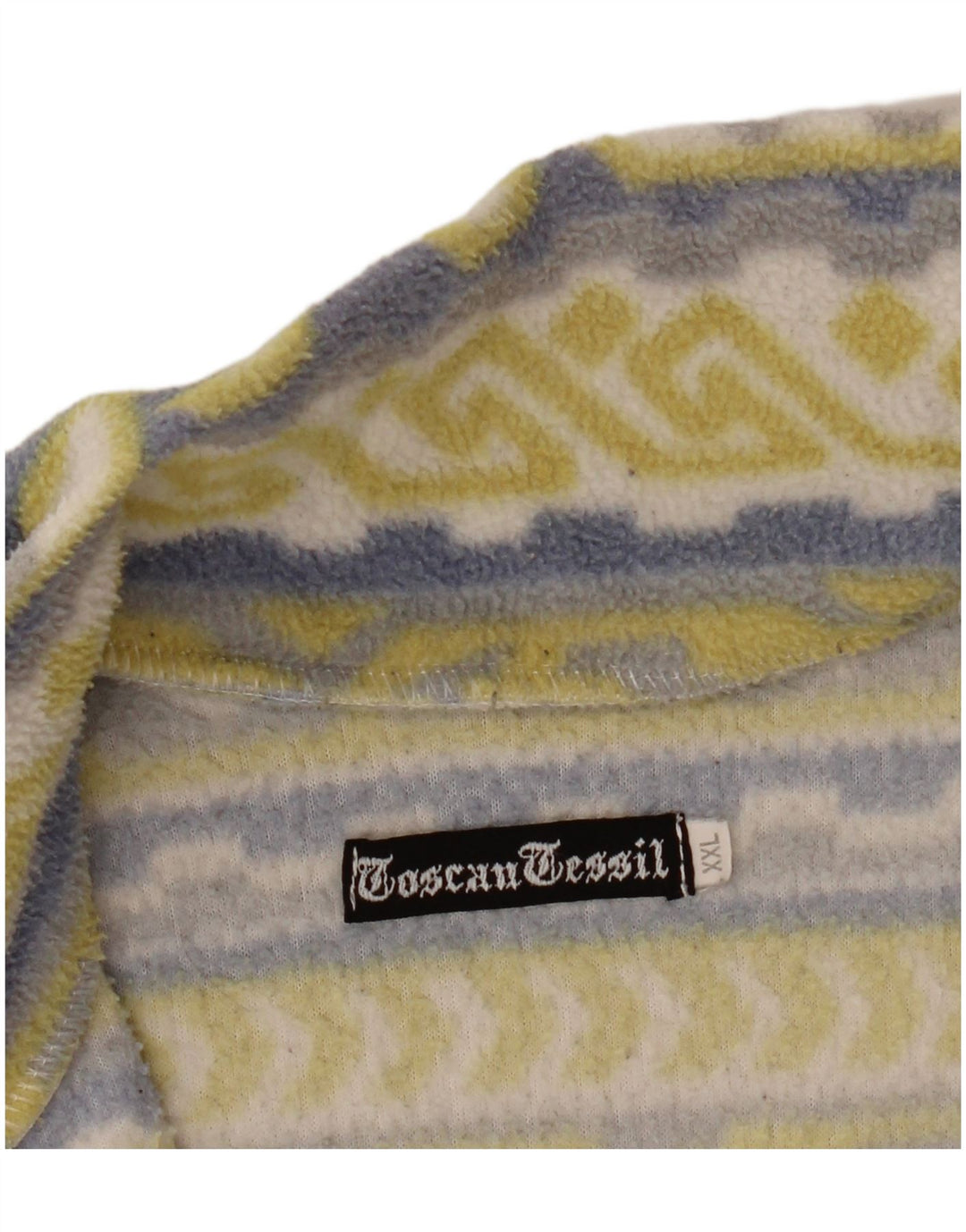 Vintage Womens Fleece Jacket UK 20 2XL Yellow Geometric