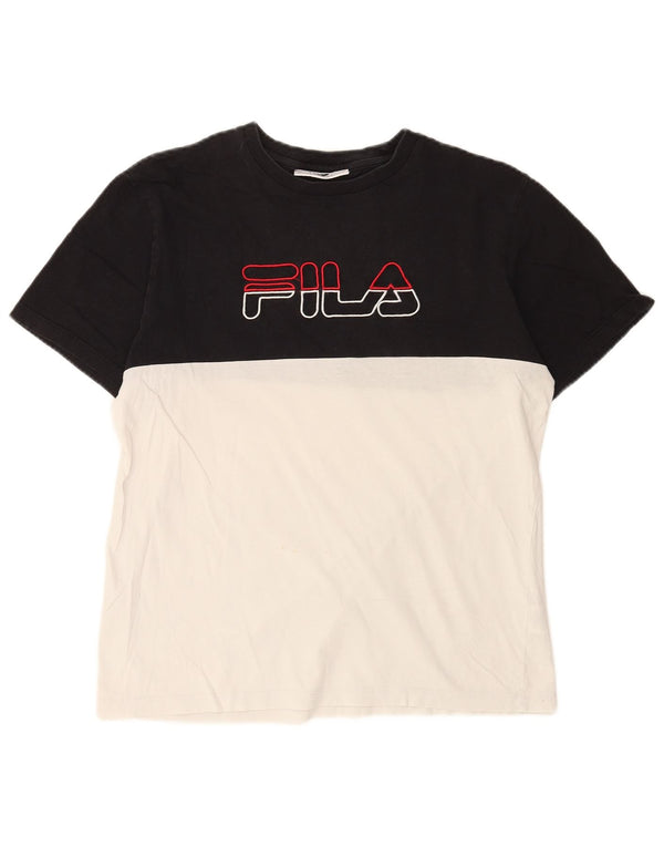 Fila Mens Graphic T-Shirt Top Medium Black Colourblock Cotton