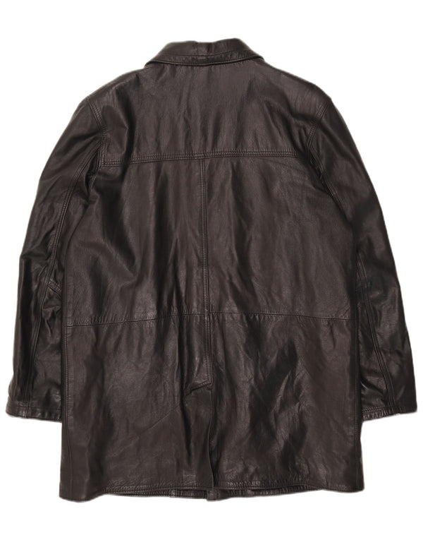 Vintage Mens Oversized Leather Jacket UK 40 Large Black Leather