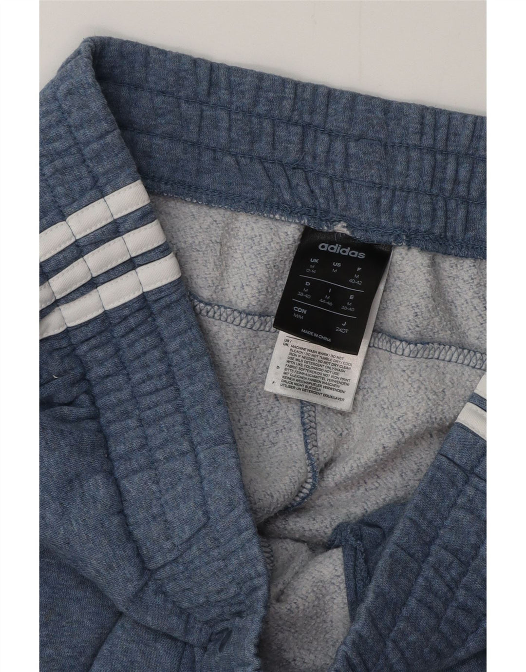 ADIDAS Womens Tracksuit Trousers Joggers UK 12/14 Medium Blue Cotton