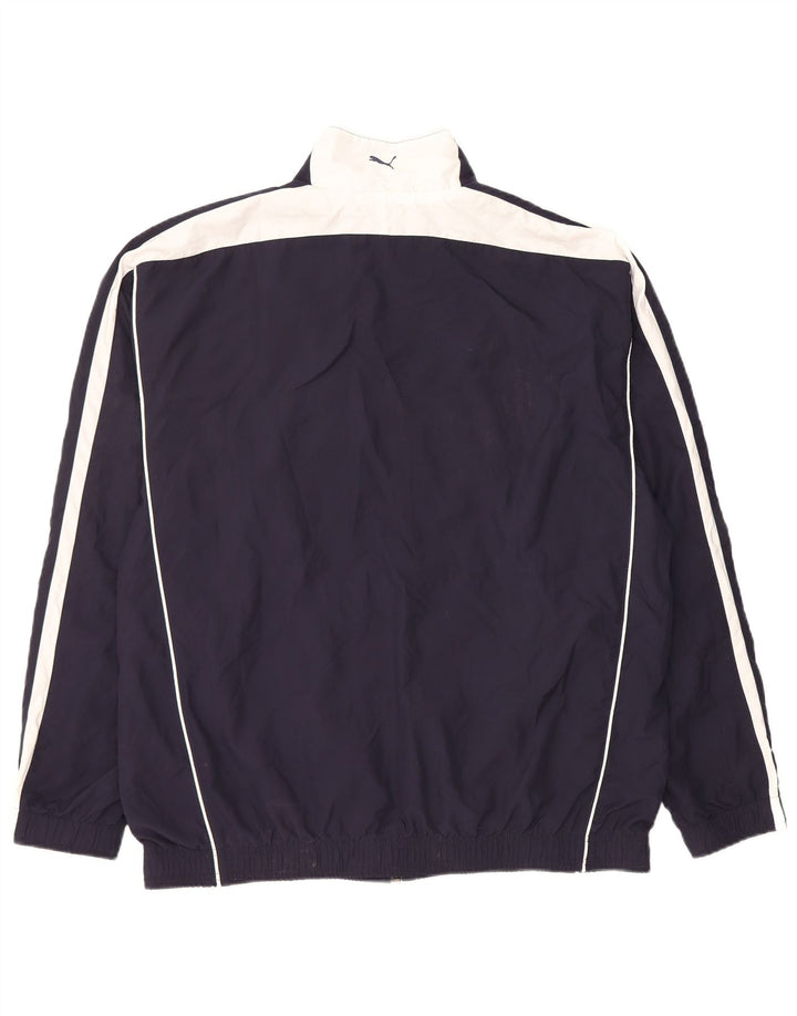 Puma Mens Tracksuit Top Jacket Large Navy Blue Colourblock Polyester