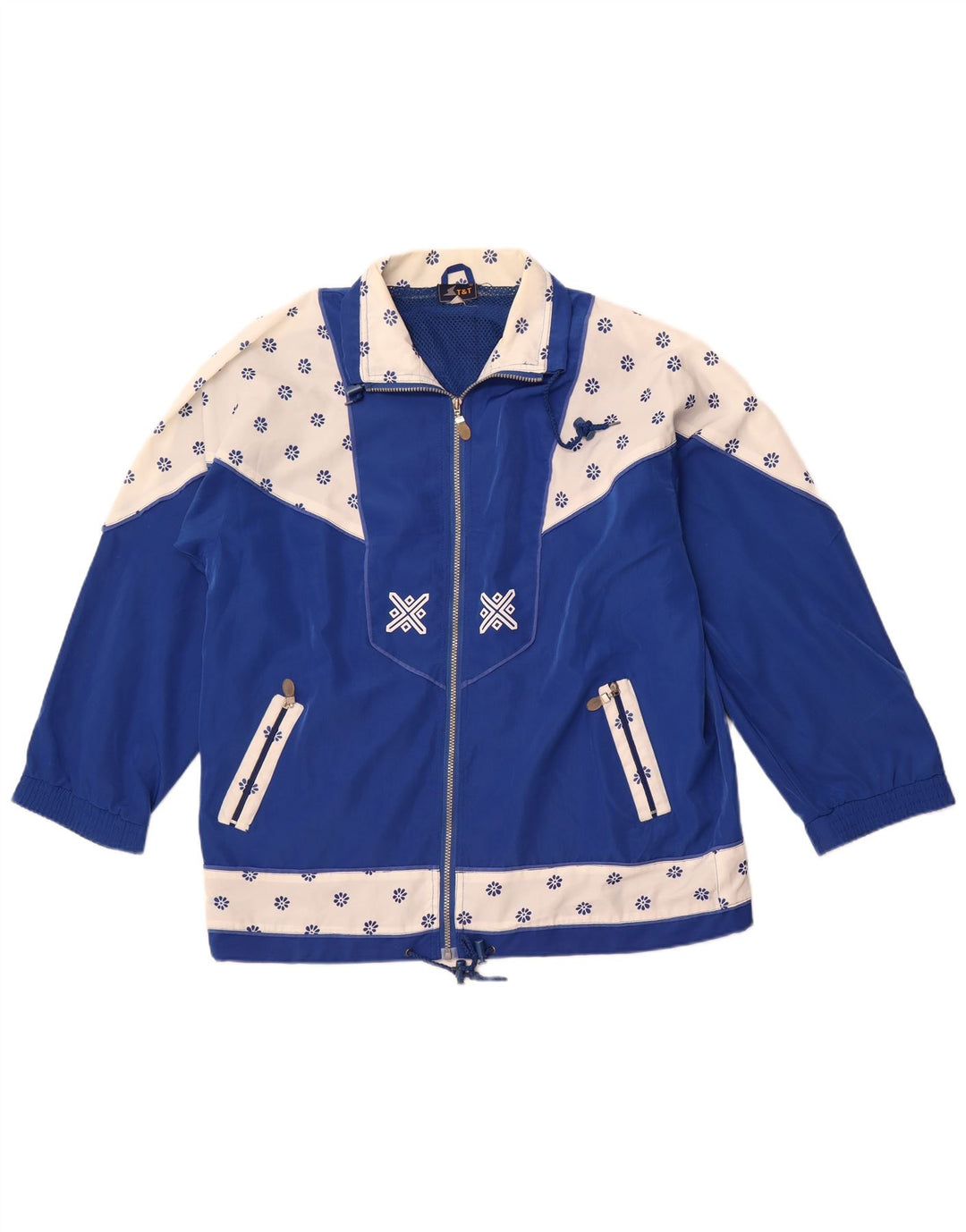 VINTAGE Womens Tracksuit Top Jacket 2XL Blue Colourblock Retro