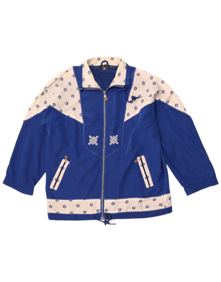 VINTAGE Womens Tracksuit Top Jacket 2XL Blue Colourblock Retro