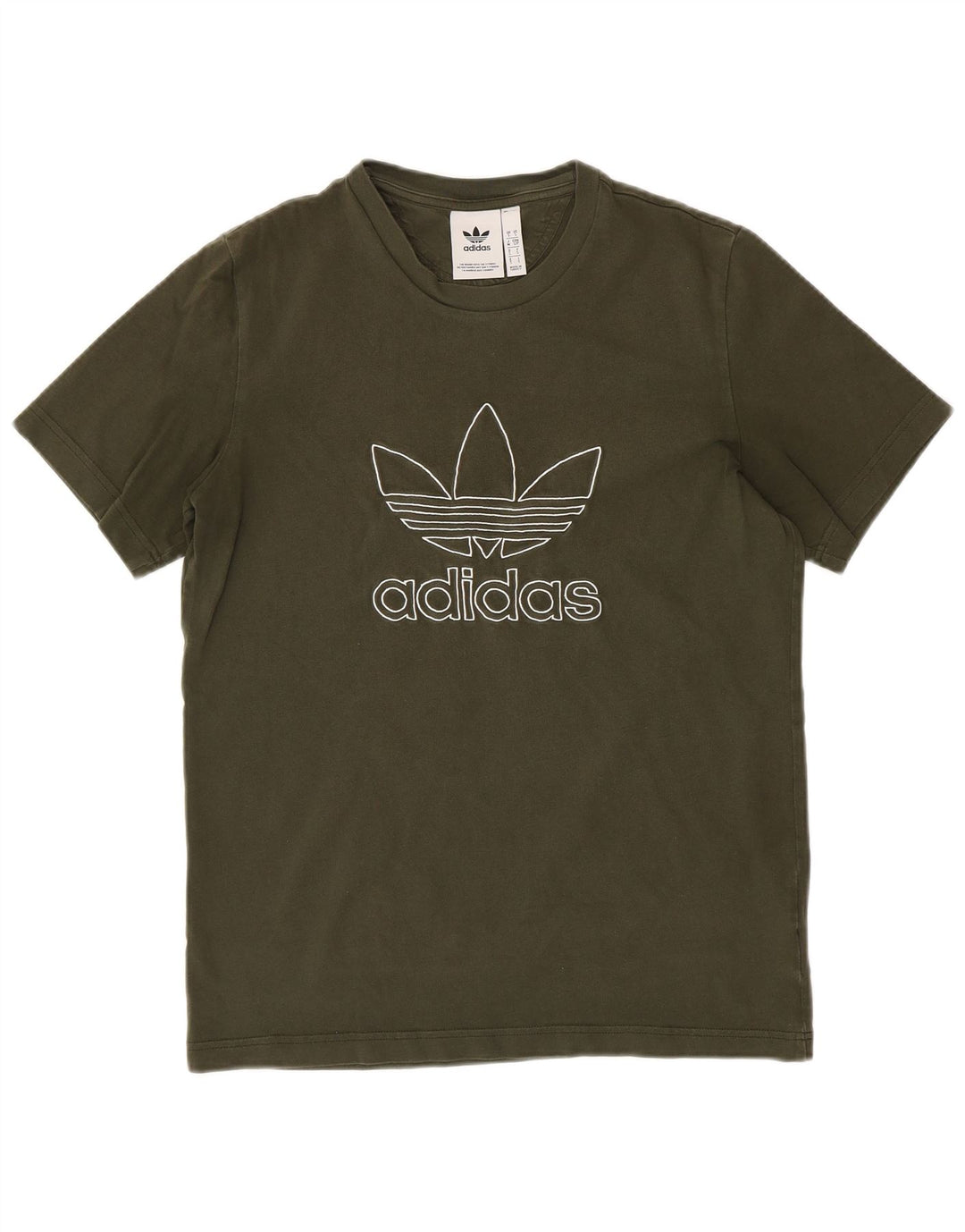 ADIDAS Mens Graphic T-Shirt Top Small Khaki Cotton
