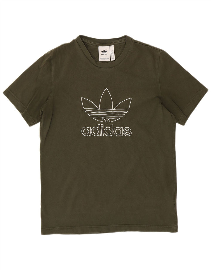 ADIDAS Mens Graphic T-Shirt Top Small Khaki Cotton