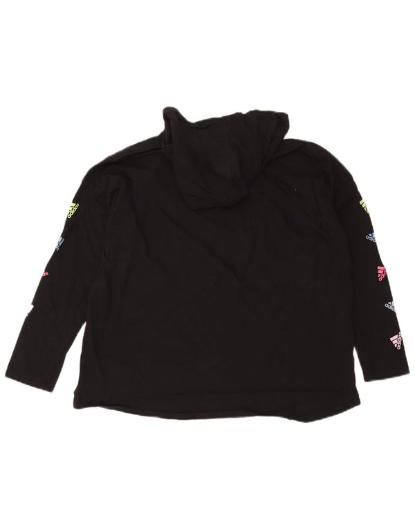 Adidas Womens Graphic Loose Fit Hoodie Jumper UK 18 XL Black Cotton