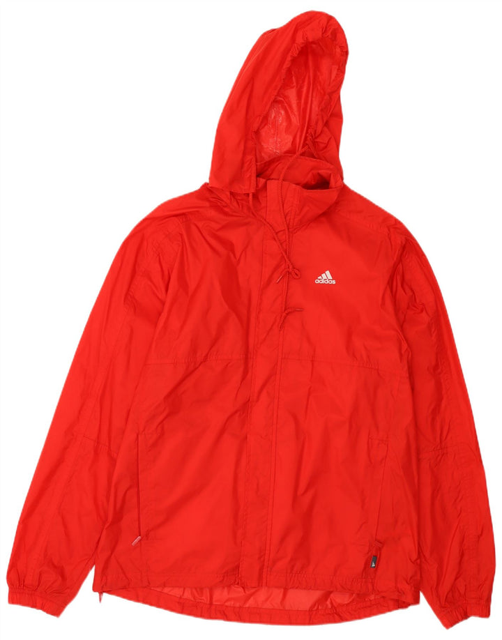 ADIDAS Mens Graphic Hooded Rain Jacket UK 36 Small Red Nylon