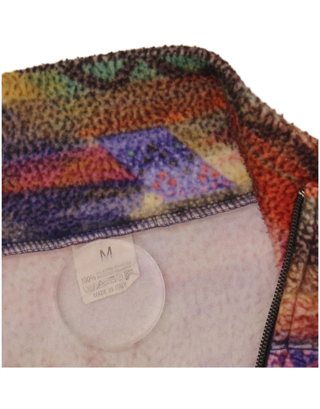 VINTAGE Womens Oversized Fleece Jumper UK 14 Medium Multicoloured