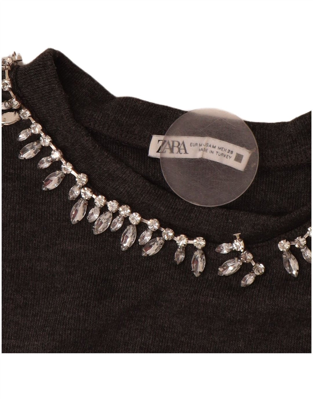 ZARA Womens Crop 3/4 Sleeve Boat Neck Jumper Sweater UK 14 Medium Grey