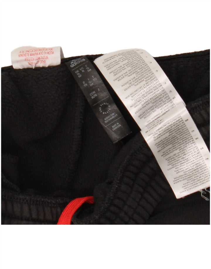 ADIDAS Boys Tracksuit Trousers Joggers 15-16 Years Black Cotton