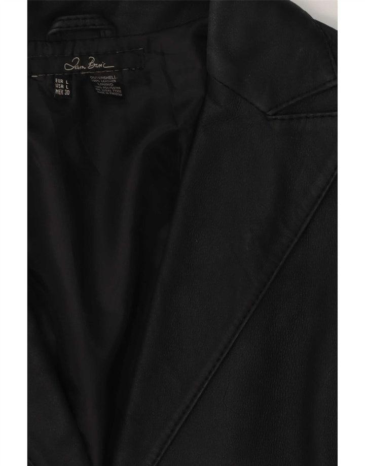 Zara Womens 2 Button Leather Blazer Jacket UK 16 Large Black
