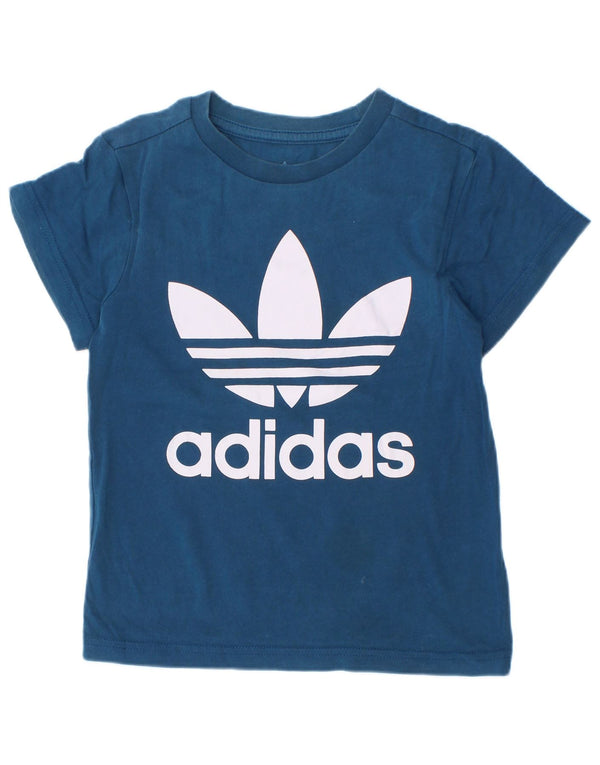 Adidas Boys Graphic T-Shirt Top 4-5 Years Small Blue