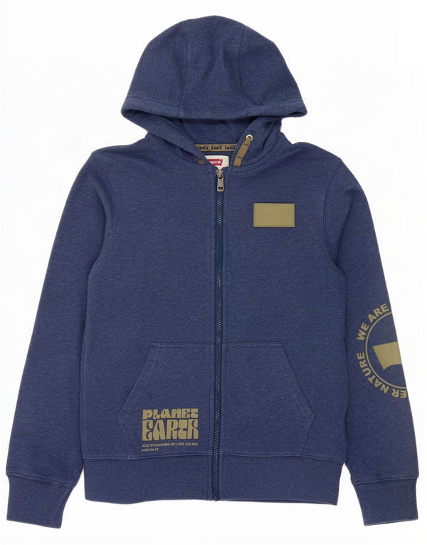 Levi's Boys Graphic Zip Hoodie Sweater 11-12 Years Blue Cotton