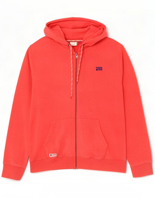 Think Pink Mens Zip Hoodie Sweater 2XL Red Cotton