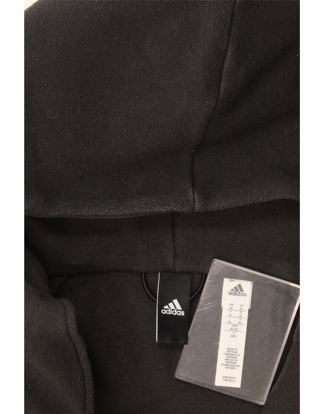 Adidas Mens Zip Hoodie Sweater XL Black Polyester