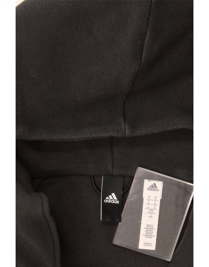 Adidas Mens Zip Hoodie Sweater XL Black Polyester