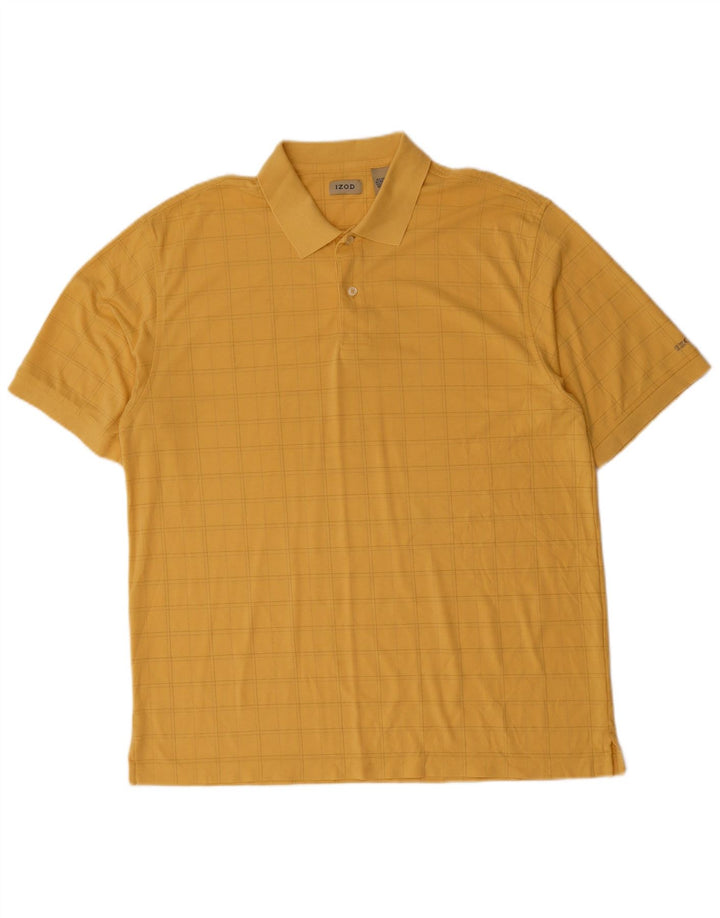 IZOD Mens Polo Shirt XL Yellow Check Cotton
