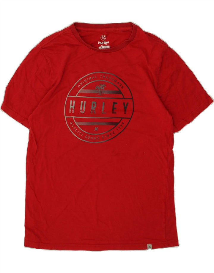 HURLEY Mens Graphic T-Shirt Top Small Red Cotton Vintage Hurley and Second-Hand Hurley from Messina Hembry 