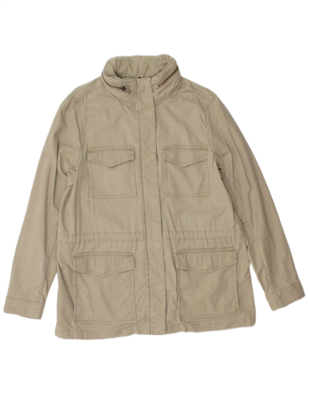 Lands End Womens Hooded Utility Jacket UK 14 Medium Green Cotton