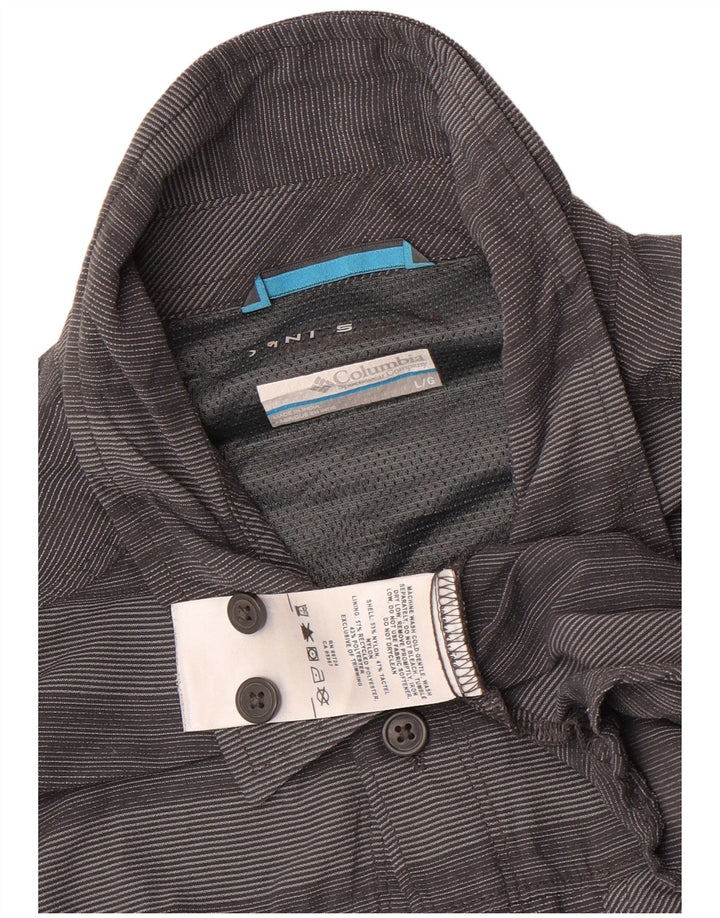 Columbia Mens Shirt Large Grey Striped Nylon