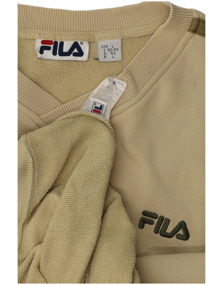 FILA Mens Sweatshirt Jumper Large Beige Cotton
