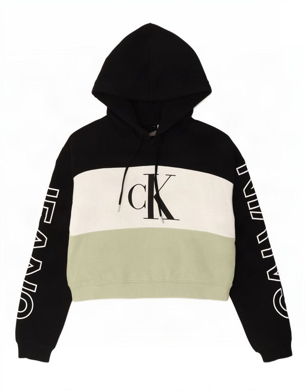 Calvin Klein Jeans Womens Oversized Graphic Hoodie Jumper UK 10 Small Black