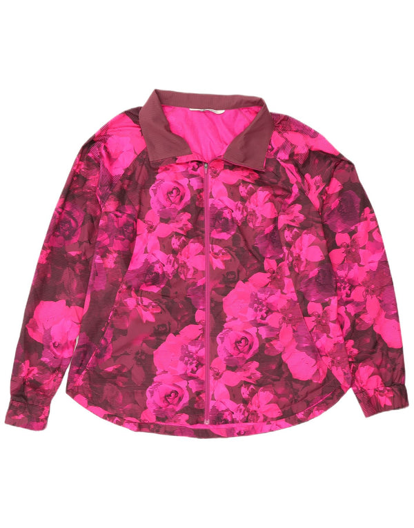 The North Face Womens Tracksuit Top Jacket UK 18 XL Pink Floral Polyester
