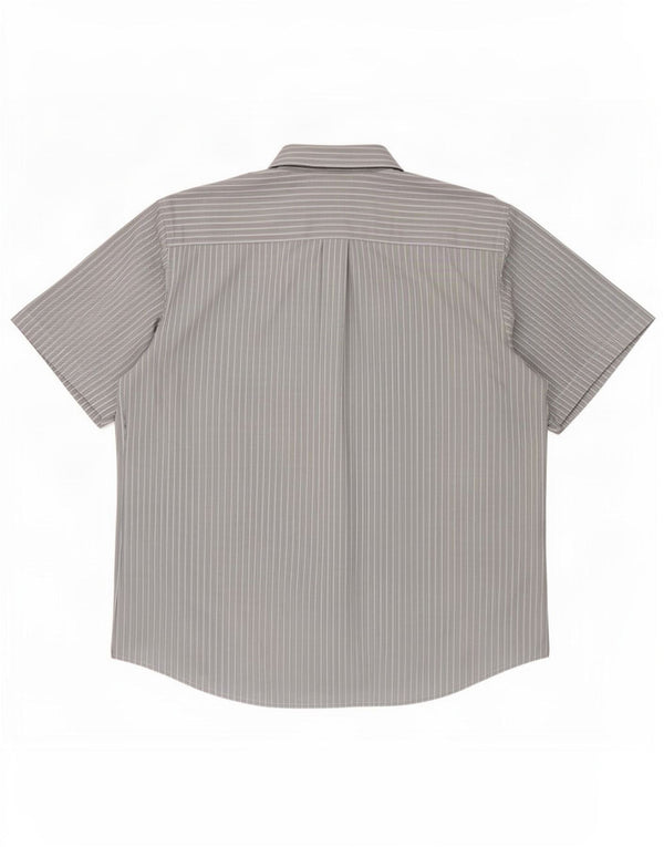 Dockers Mens Short Sleeve Shirt Size 17 1/2 XL Blue Pinstripe Cotton