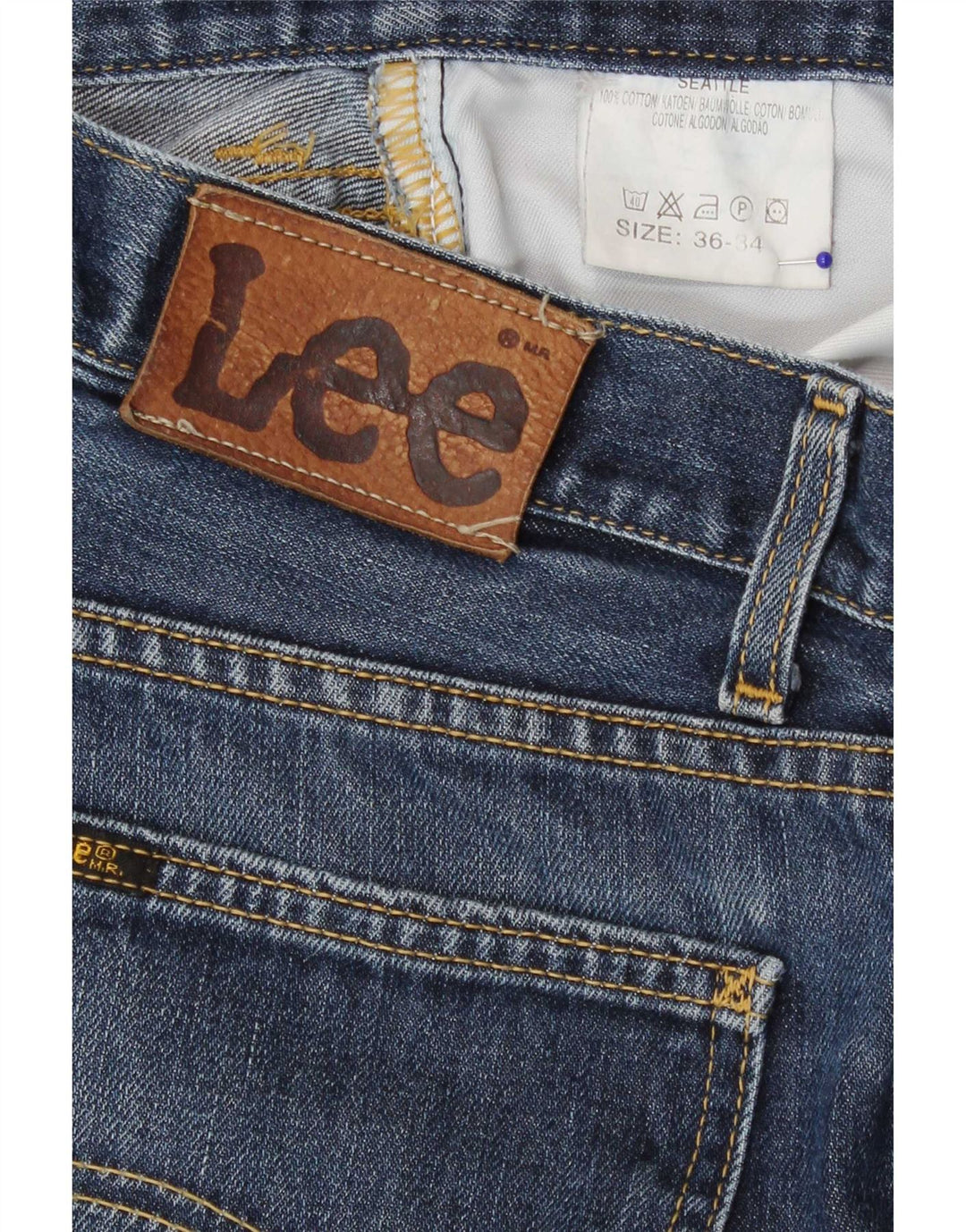 Lee Mens Regular Straight Jeans W36 L34 Blue Cotton