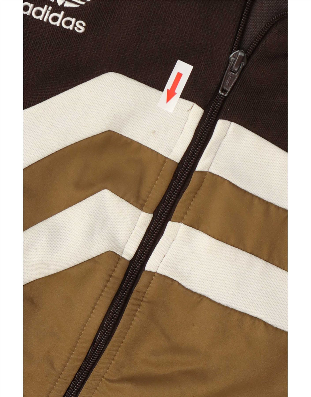 Adidas Mens Tracksuit Top Jacket Large Brown Colourblock Cotton