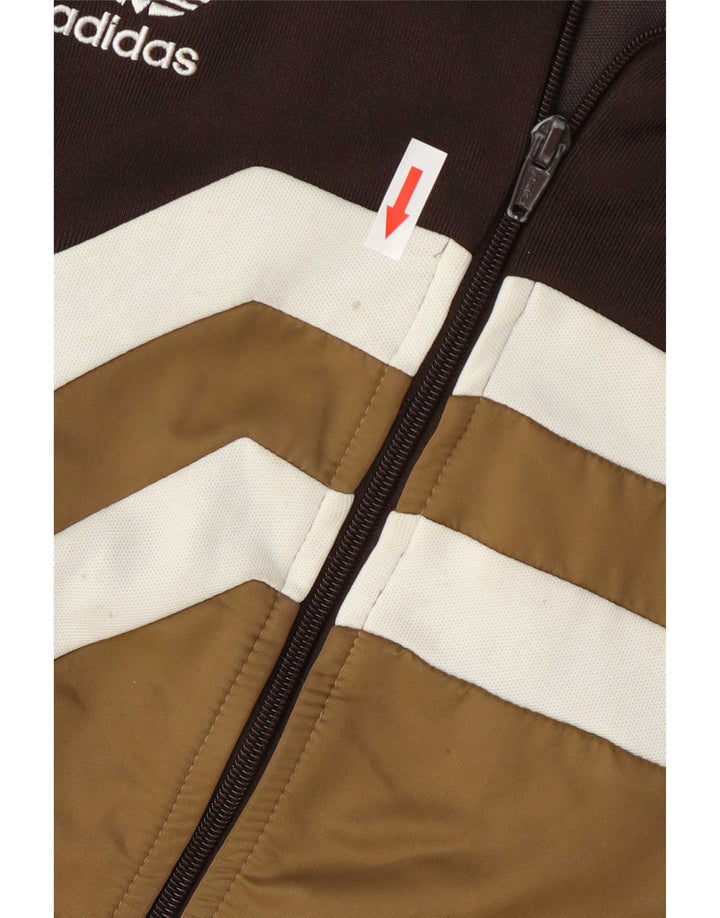 Adidas Mens Tracksuit Top Jacket Large Brown Colourblock Cotton