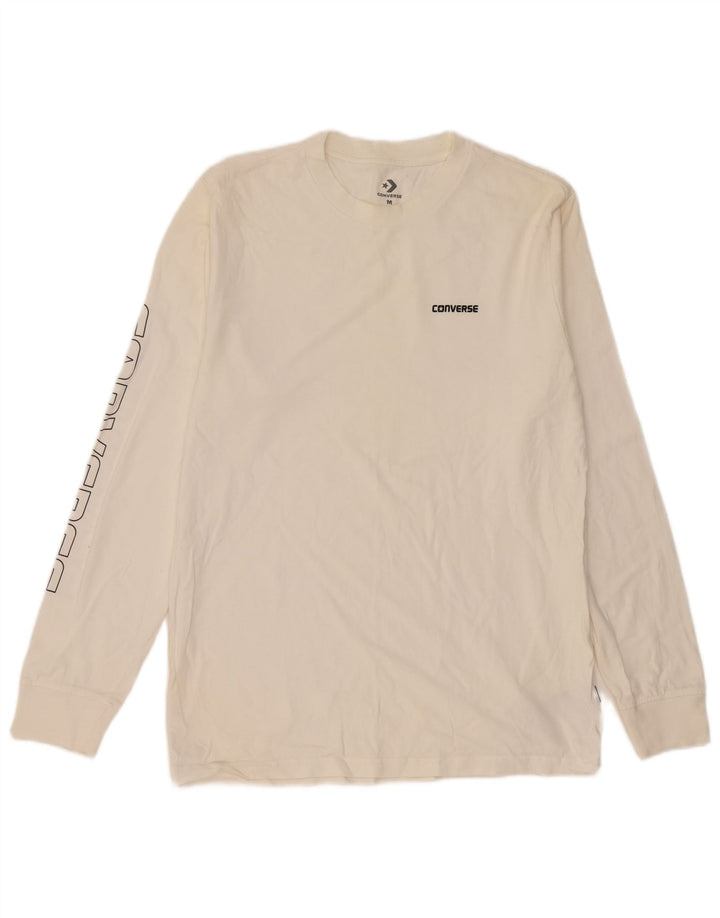Converse Mens Graphic Top Long Sleeve Medium White Cotton