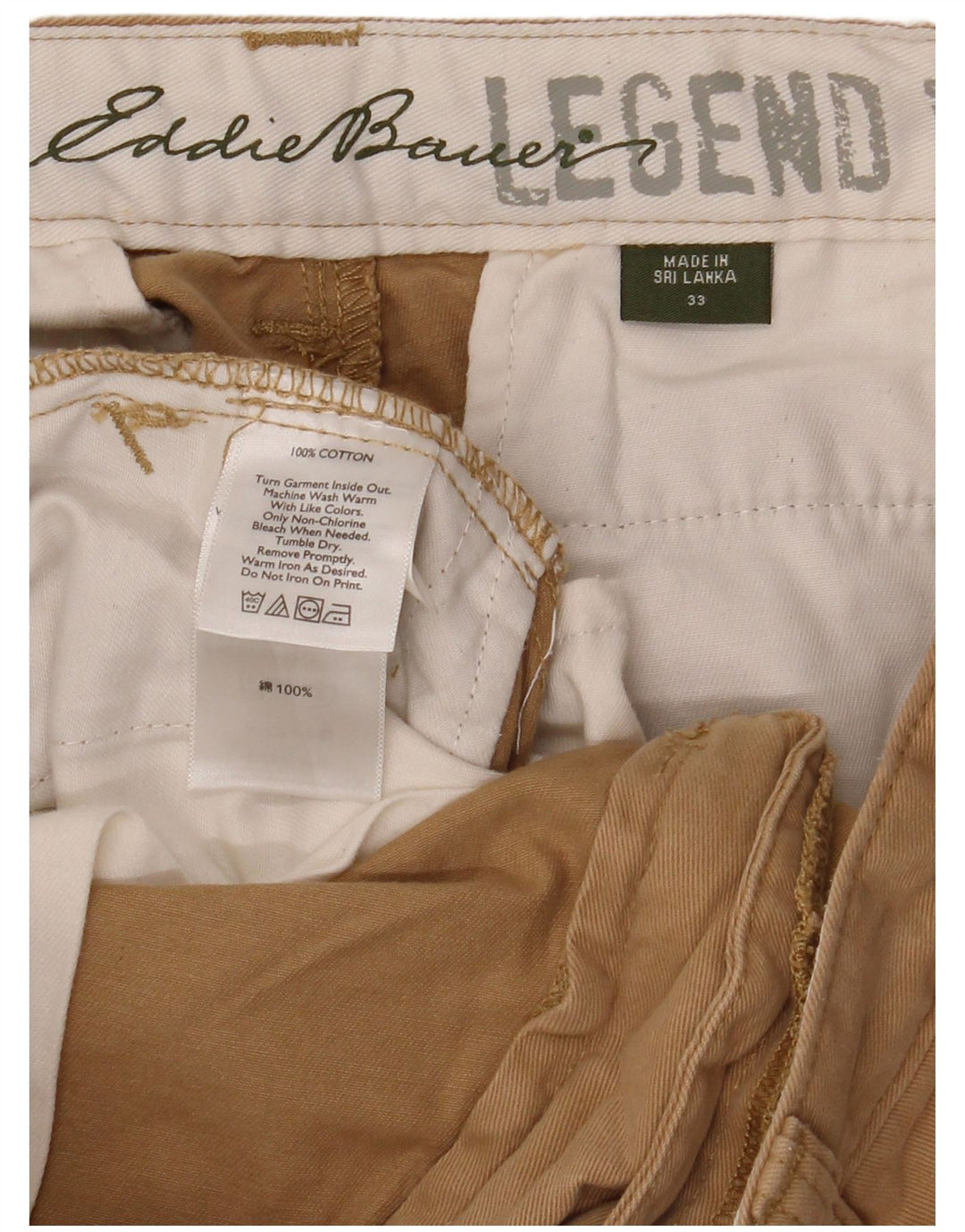 EDDIE BAUER Mens Chino Shorts W33 Medium Khaki Cotton