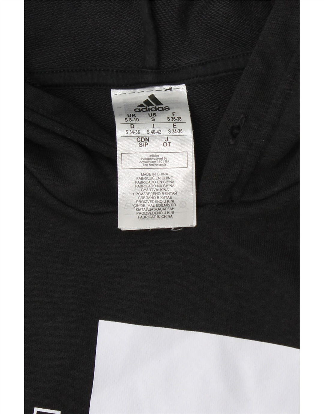 ADIDAS Womens Graphic Hoodie Jumper UK 8/10 Small Black Cotton